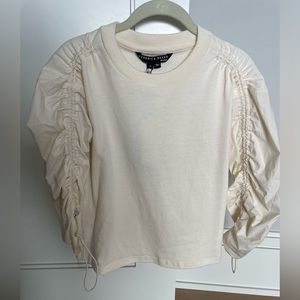 Veronica Beard cotton shirt with ruched sleeves